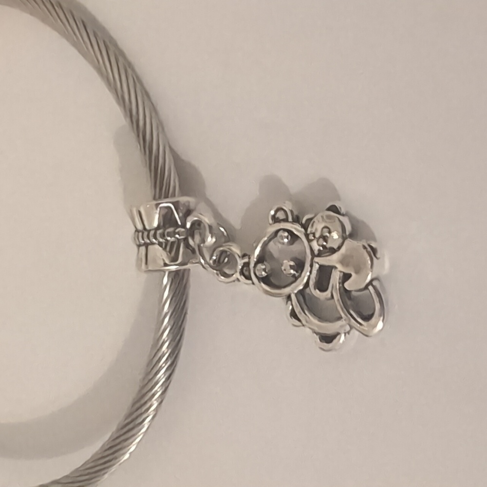 Silver Mama Bear and Cub Dangle‎ Charm for Pandora Style Bracelet